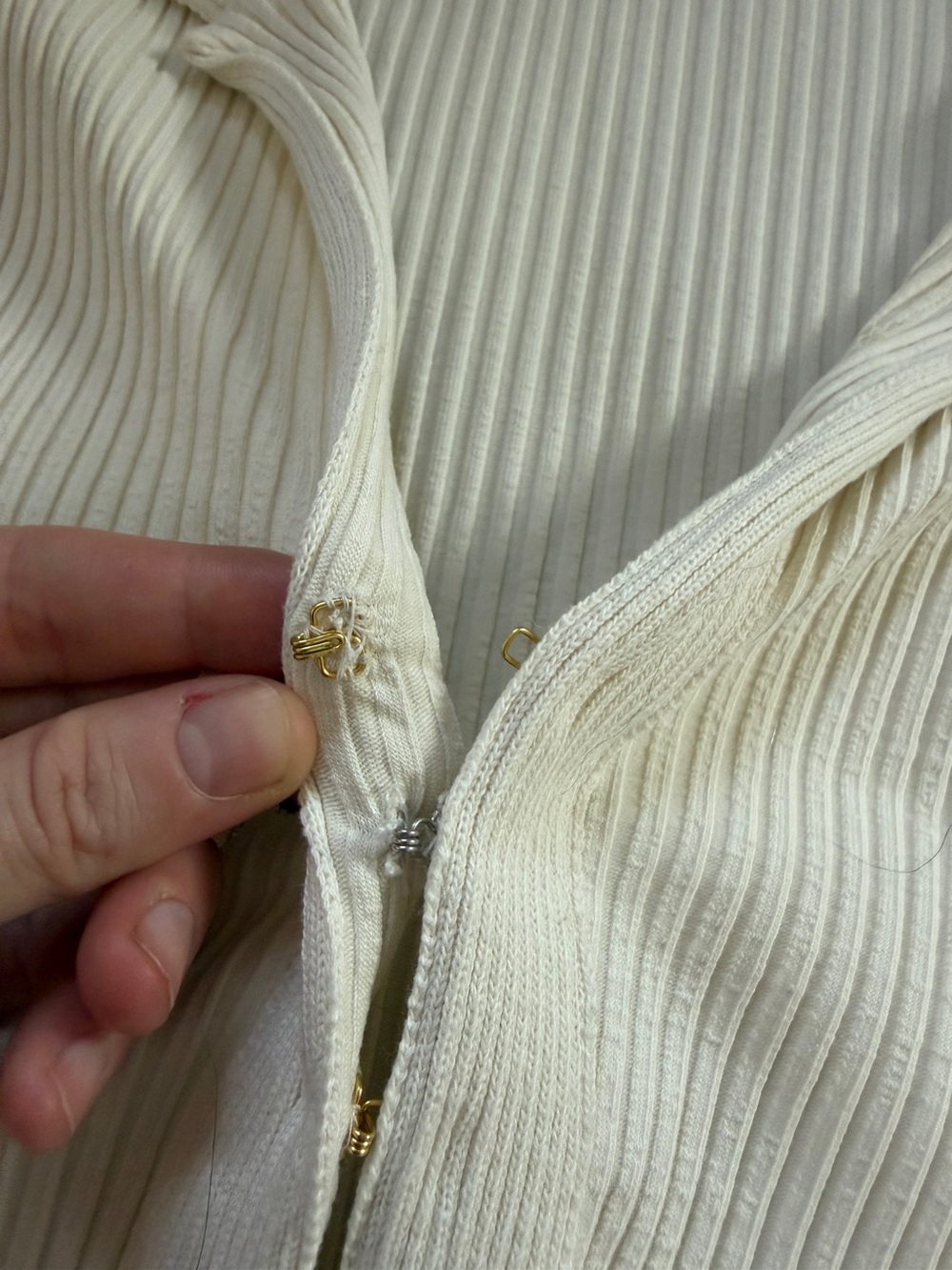 Mango Cream Ribbed Collared Button-Front Cardigan - Picture 2 of 3
